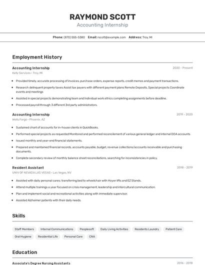 Resume example 2