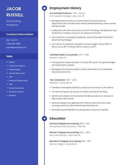Accounting Professor Resume