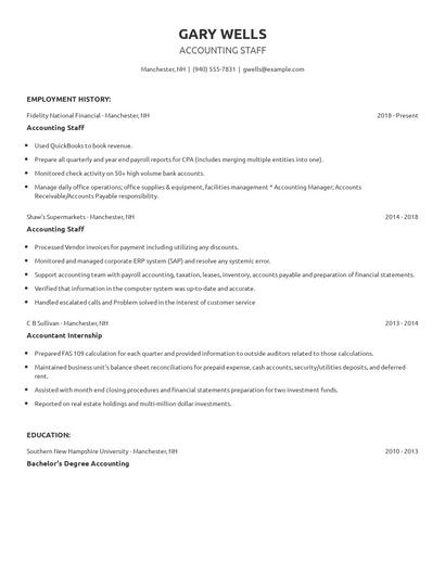Accounting Staff Resume