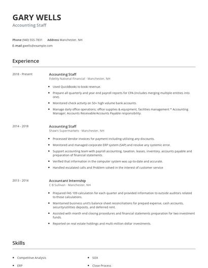 Accounting Staff Resume