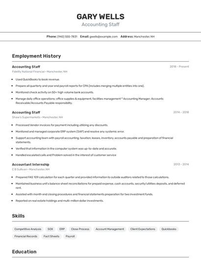 Accounting Staff Resume