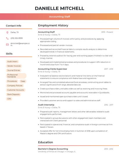 Accounting Staff Resume