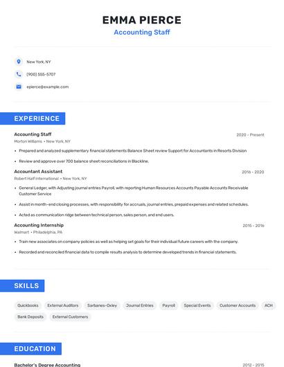 Accounting Staff Resume