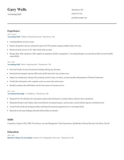 Accounting Staff Resume