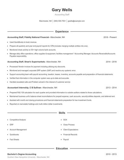 Accounting Staff Resume