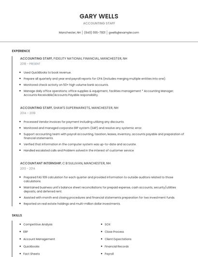 Accounting Staff Resume