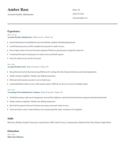 Accounts Payable Administrator Resume