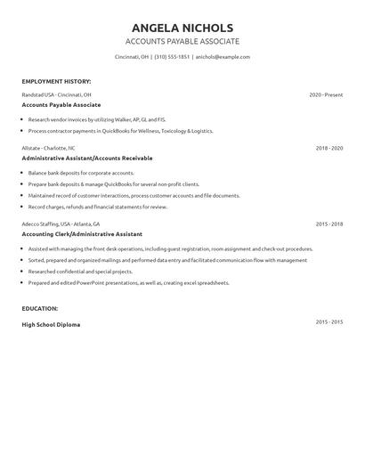 Accounts Payable Associate Resume