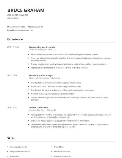 Accounts Payable Associate Resume