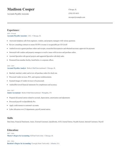 Accounts Payable Associate Resume