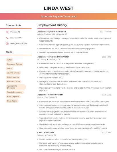 Accounts Payable Team Lead Resume