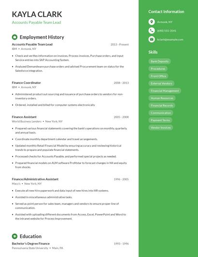 Accounts Payable Team Lead Resume