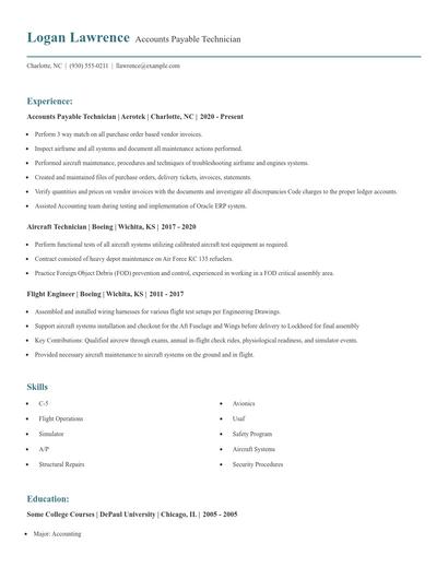 Accounts Payable Technician Resume