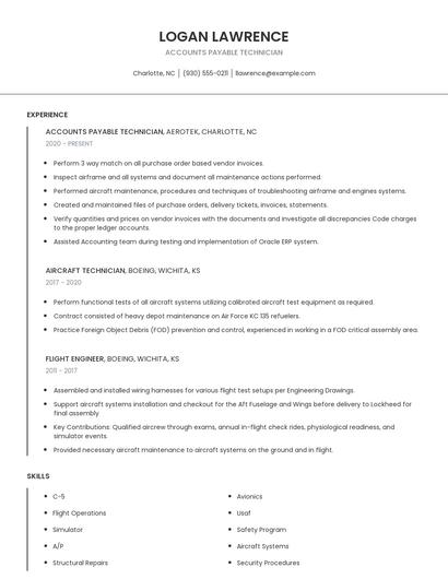 Accounts Payable Technician Resume