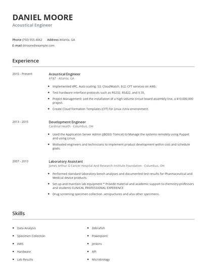 Acoustical Engineer Resume
