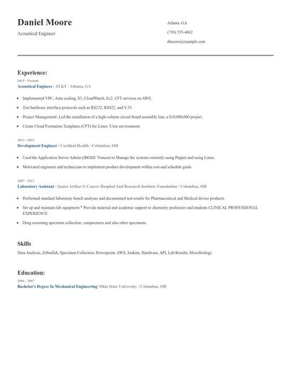 Acoustical Engineer Resume