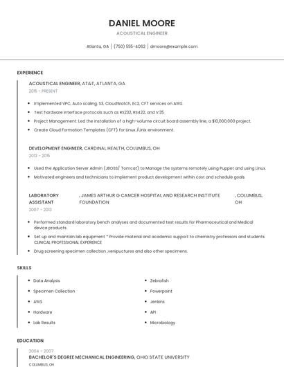 Acoustical Engineer Resume