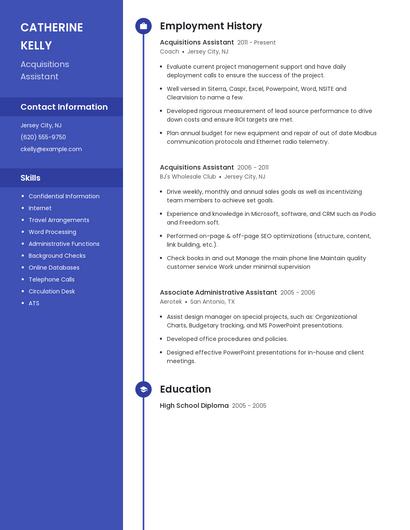 Acquisitions Assistant Resume