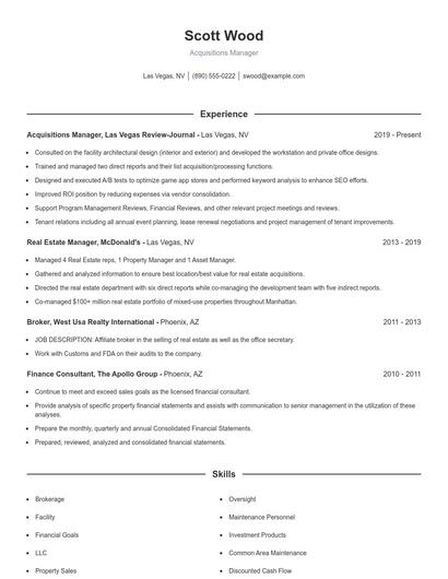 Resume example 1