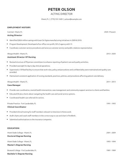 Acting Director Resume