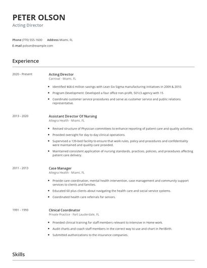 Acting Director Resume