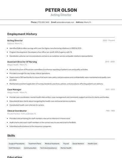 Acting Director Resume