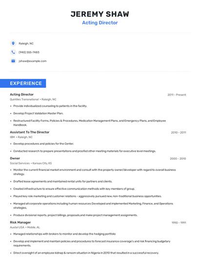 Acting Director Resume