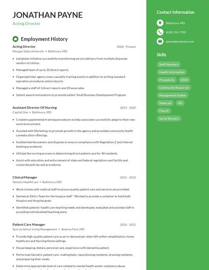 Acting Director Resume