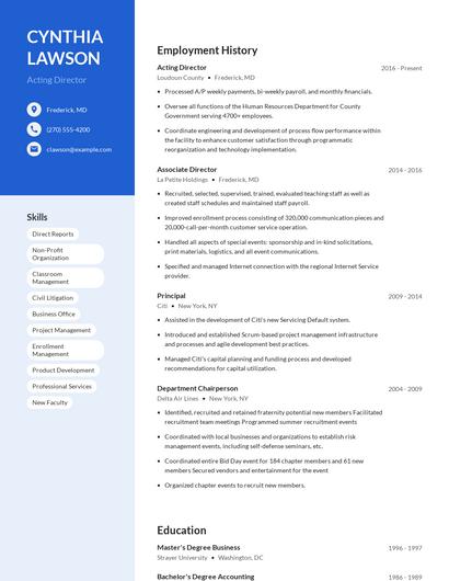 Acting Director Resume