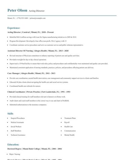 Acting Director Resume