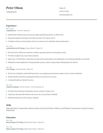 Acting Director Resume