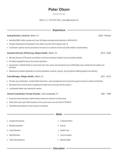 Acting Director Resume