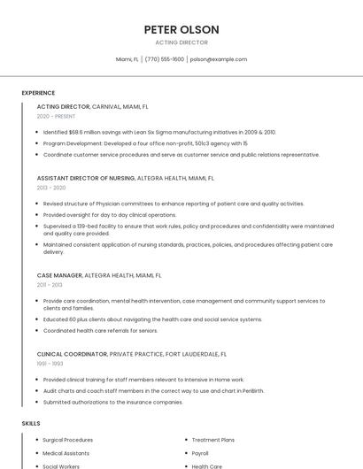 Acting Director Resume