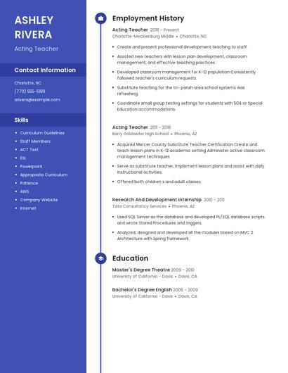 Acting Teacher Resume