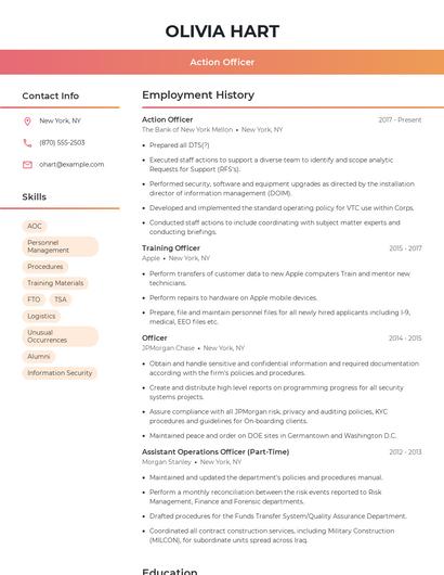 Action Officer Resume