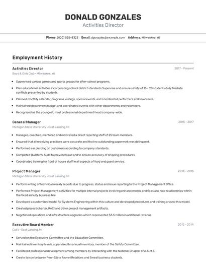Resume example 2