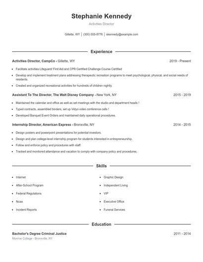 Resume example 1