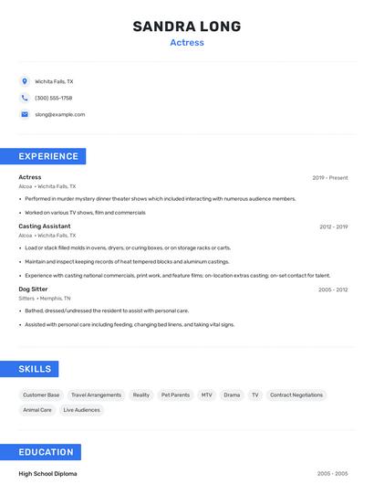 Actress Resume