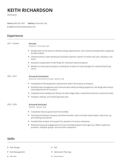 Actuary Resume