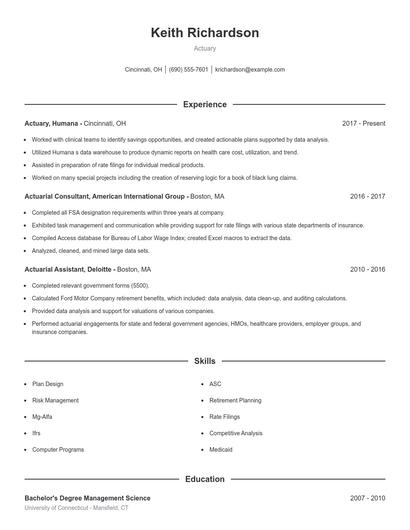 Actuary Resume