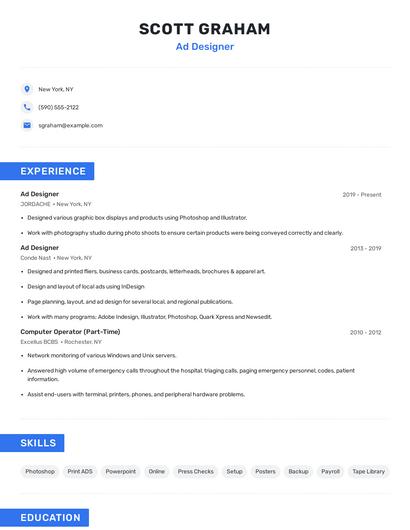 Ad Designer Resume