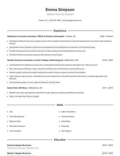 Resume example 1
