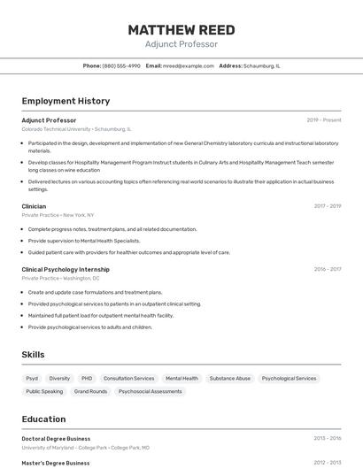Resume example 2