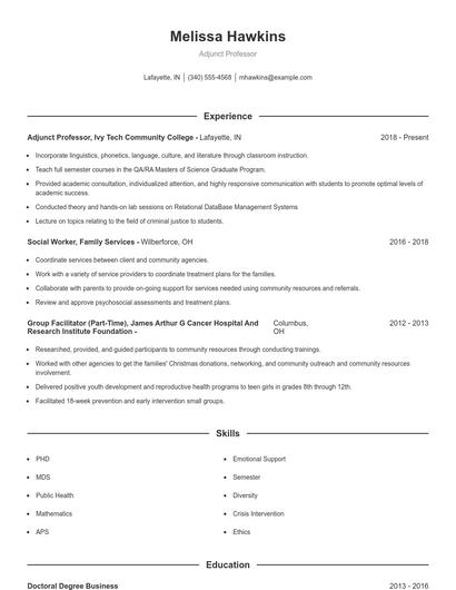 Resume example 1