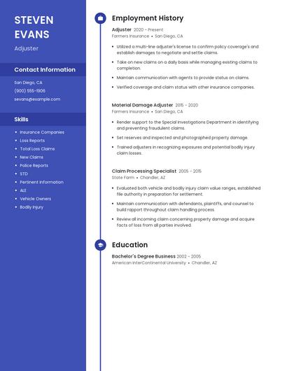 Adjuster Resume