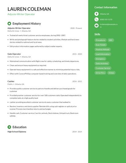 Adjusto-Writer Operator Resume