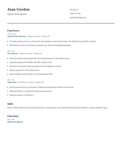Adjusto-Writer Operator Resume