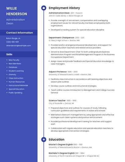Administration Dean Resume
