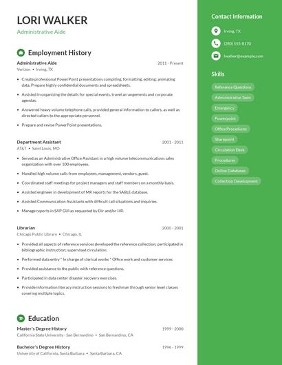 Administrative Aide Resume