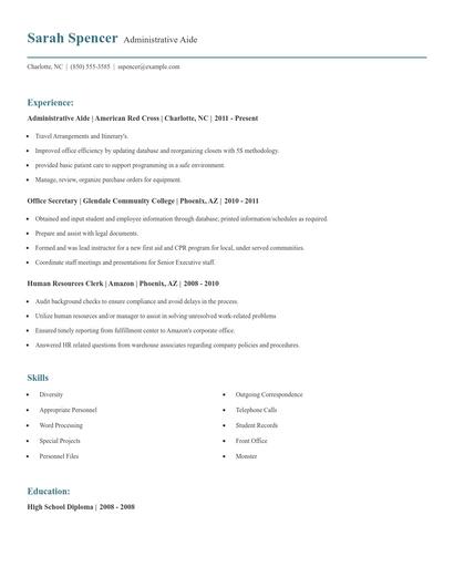 Administrative Aide Resume